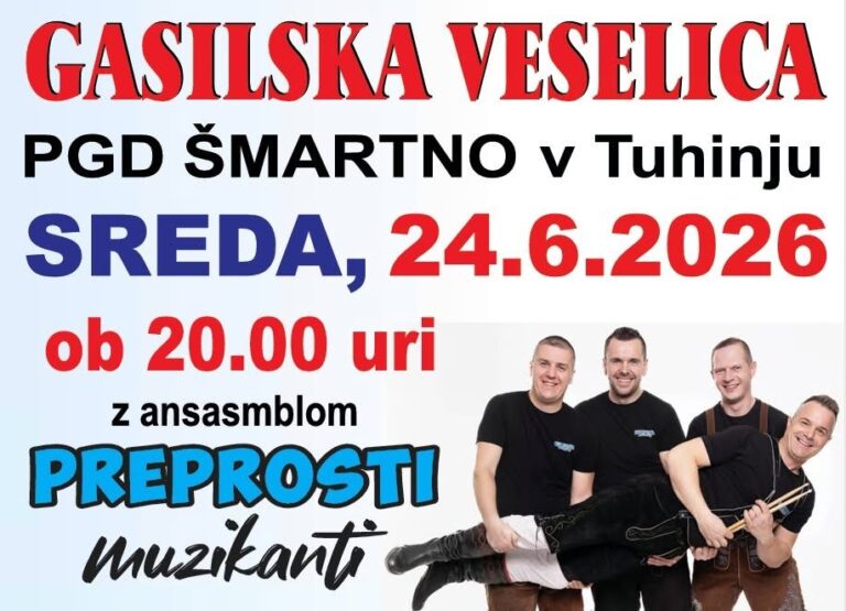 Gasilska veselica z ansamblom Preprosti muzikanti — PGD Šmartno v Tuhinju