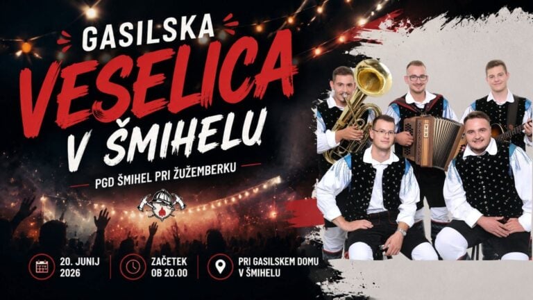 🔥 GASILSKA VESELICA V ŠMIHELU 🔥 20. junij 2026 • Ansambel Utrip — PGD Šmihel pri Žužemberku